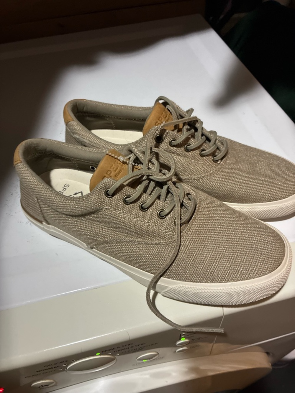 Sperry Men's Canvas Sneakers in Taupe with Tan Accents